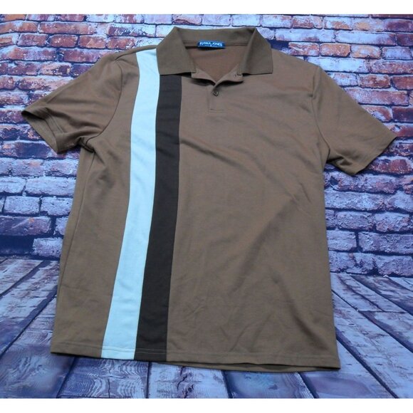 PJ Paul Jones Other - PJ Paul Jones Men's Brown Polo Shirt W/ Light Blue & Dark Brown Stripes Size M